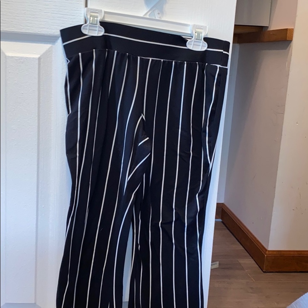 black and white striped pants